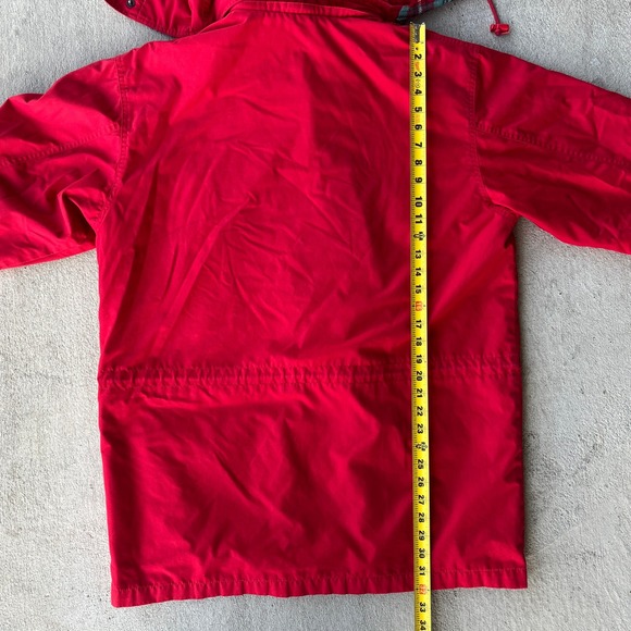 Eddie Bauer Red Parka Jacket Womens L Wool Lined Plaid Hood Outdoor Coat VTG - Picture 4 of 7
